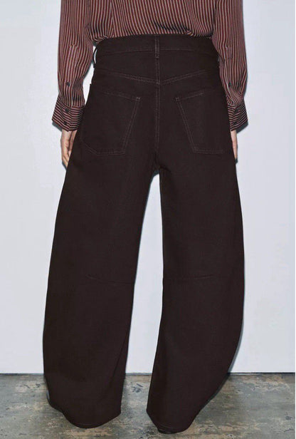 Mid Rise Balloon Jeans Brown
