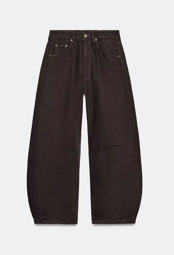 Mid Rise Balloon Jeans Brown
