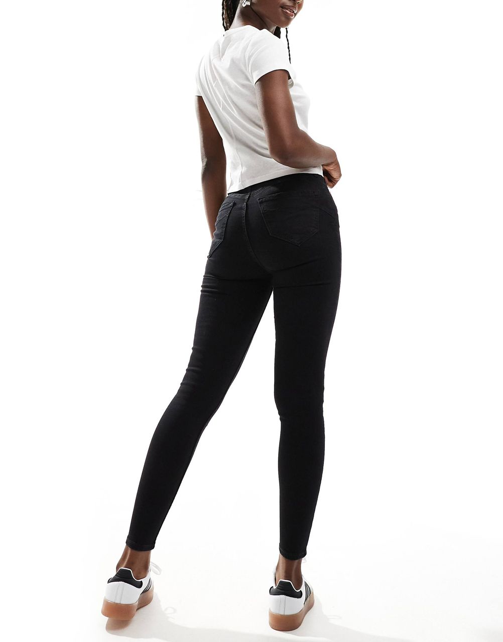 High Rise Skinny Jeans In Black