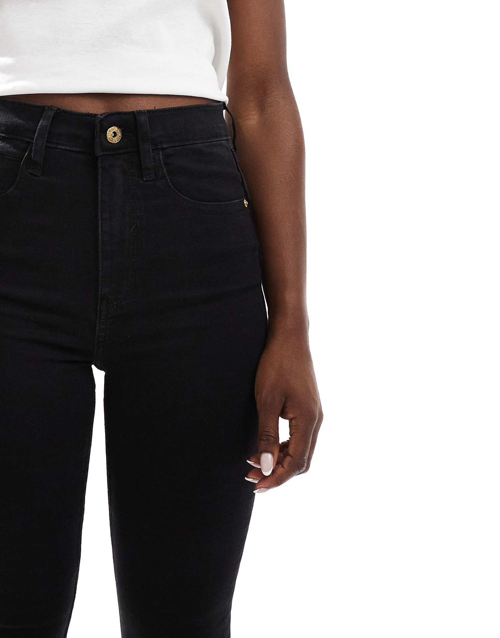 High Rise Skinny Jeans In Black