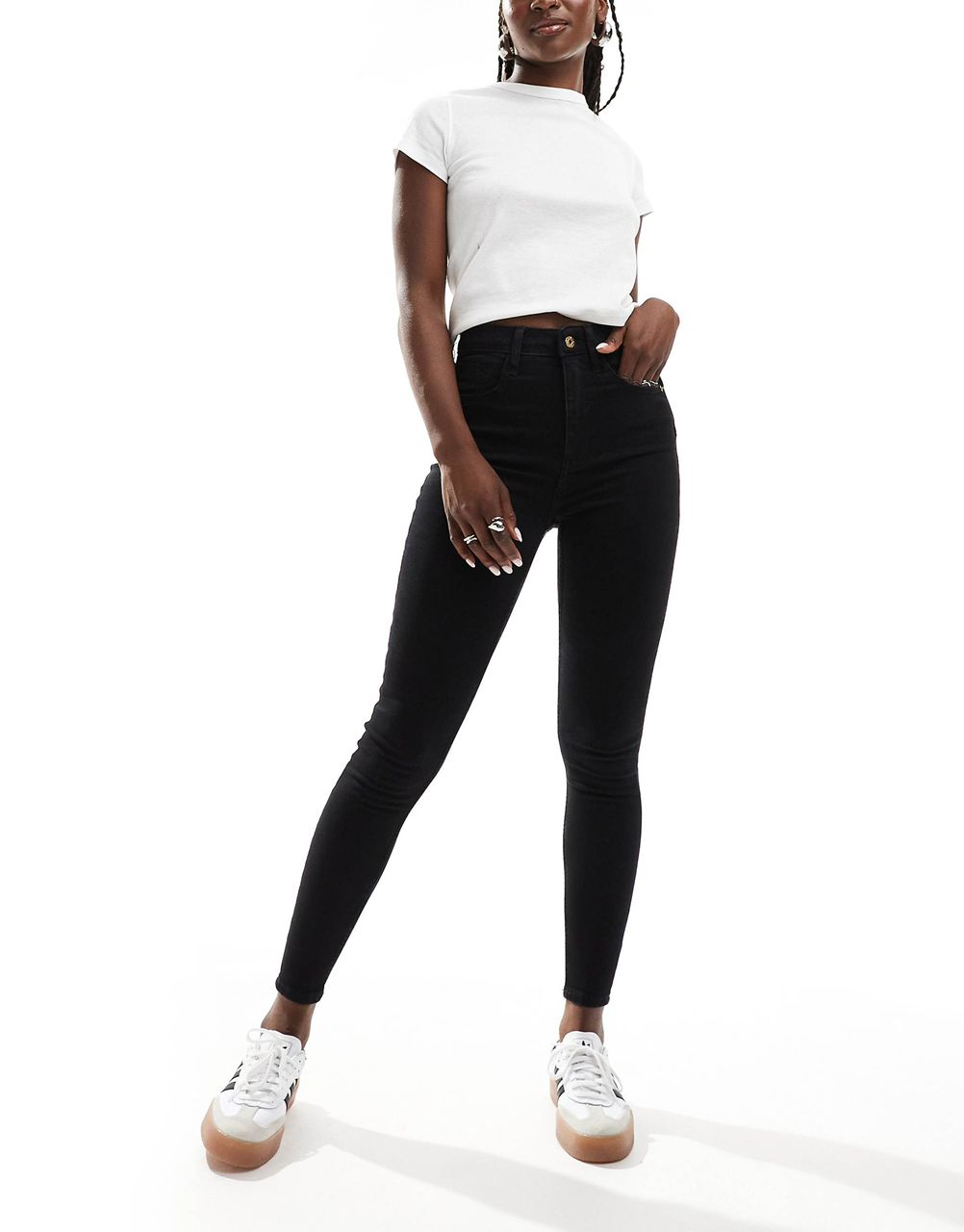 High Rise Skinny Jeans In Black