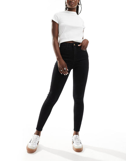 High Rise Skinny Jeans In Black