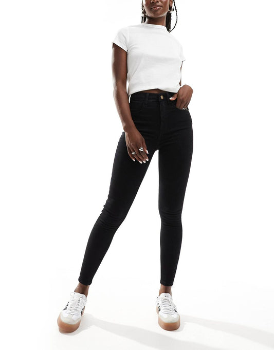 High Rise Skinny Jeans In Black
