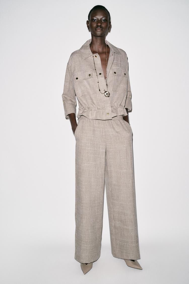 Flecked Wide Leg Trouser