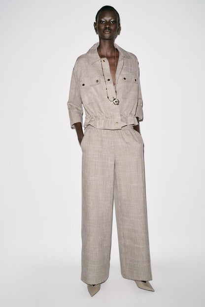 Flecked Wide Leg Trouser