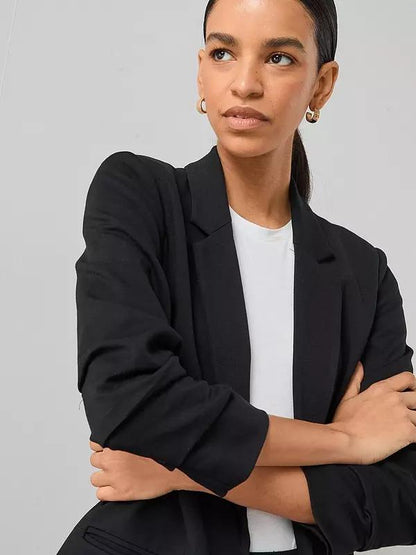 Ultimate Ruched Sleeve Blazer Black