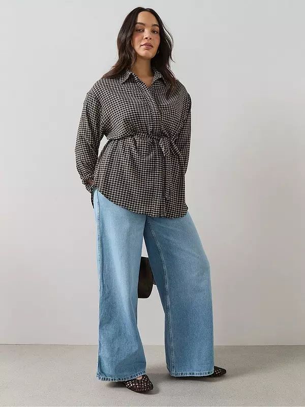 Curve Gingham Belted Shirt