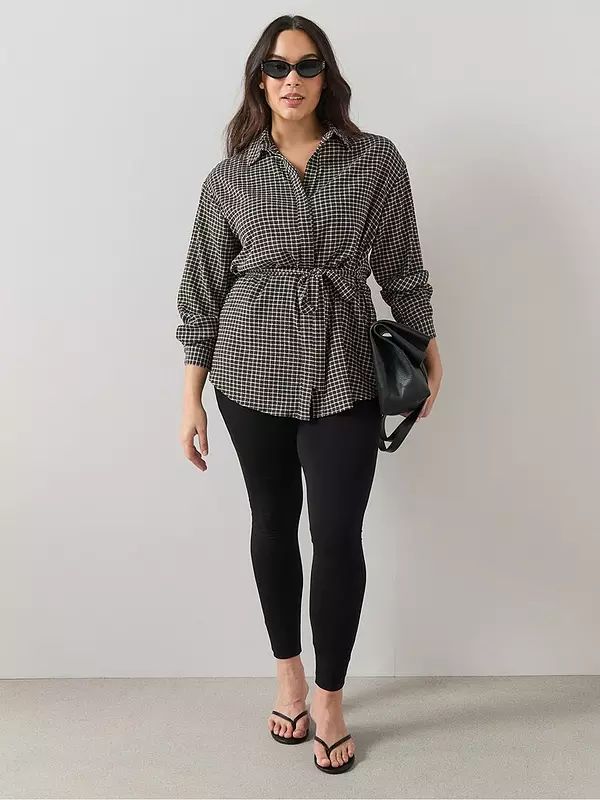 Curve Gingham Belted Shirt