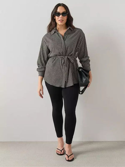 Curve Gingham Belted Shirt