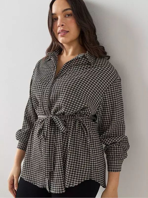 Curve Gingham Belted Shirt