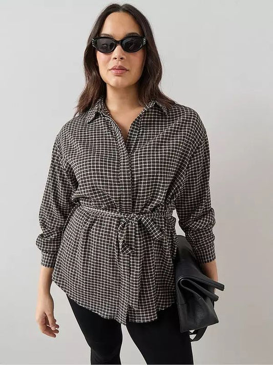 Curve Gingham Belted Shirt