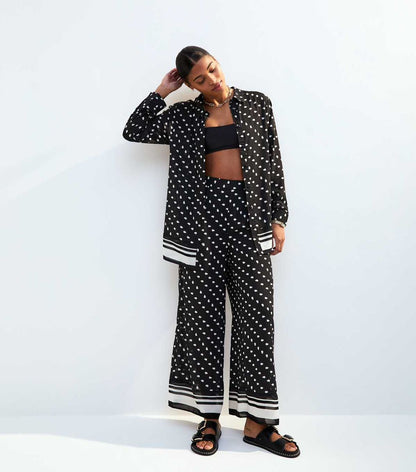 Black Polka Dot Beach Shirt