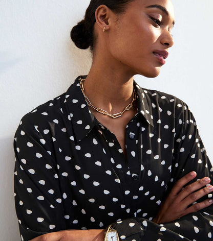 Black Polka Dot Beach Shirt