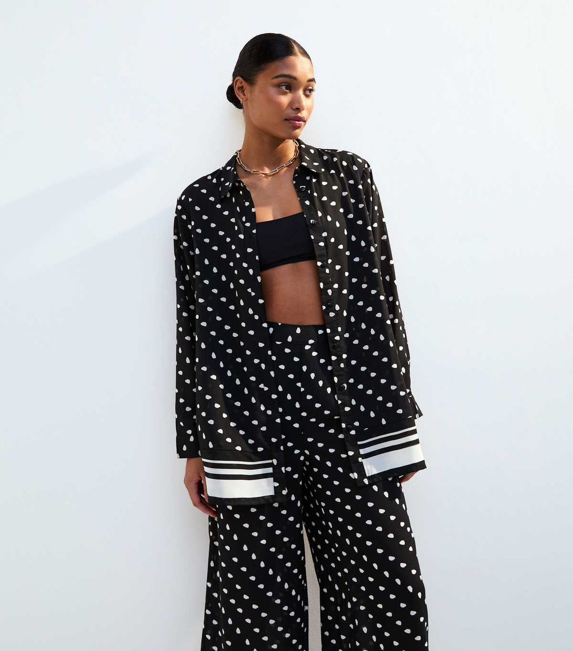 Black Polka Dot Beach Shirt