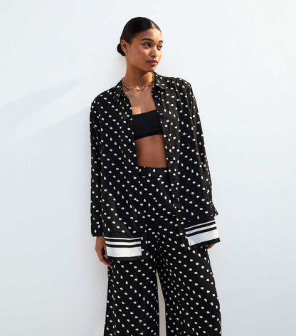 Black Polka Dot Beach Shirt