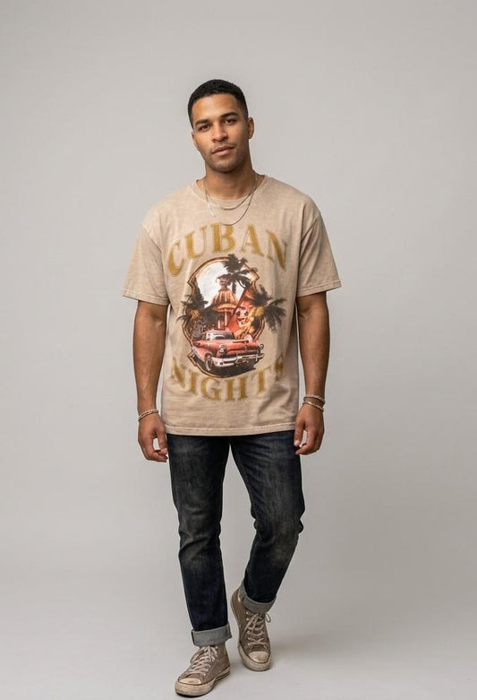 Oversized Heavy Moto Graphic Oversized T-Shirt  -Taupe