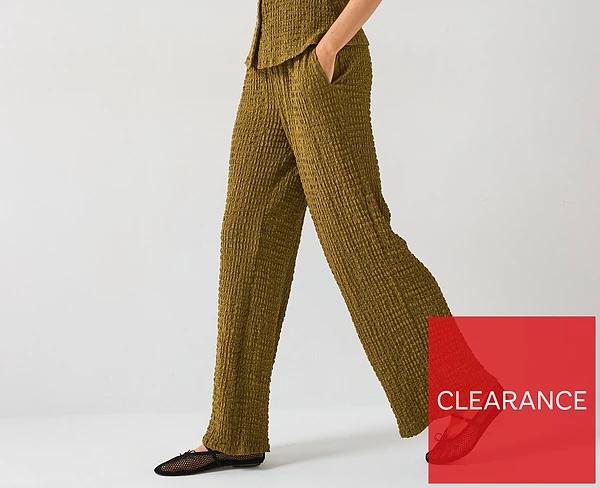 Wide Leg Co Ord Trousers khaki