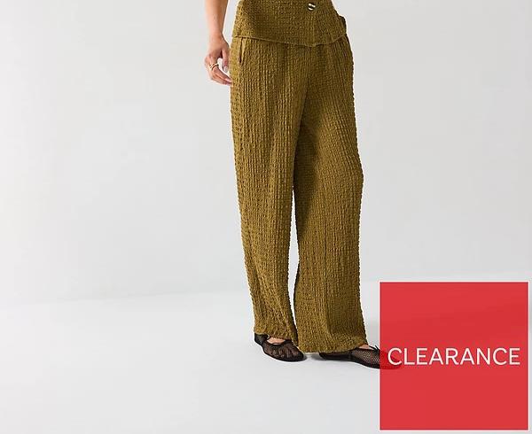 Wide Leg Co Ord Trousers khaki