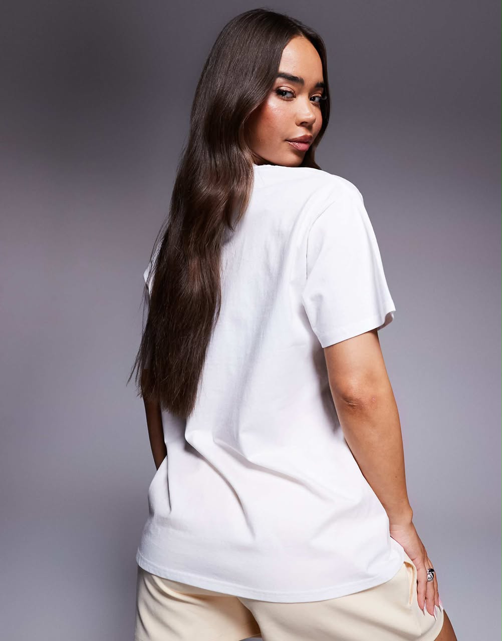 Kaiia Cotton Graphic Oversized T-Shirt In  White