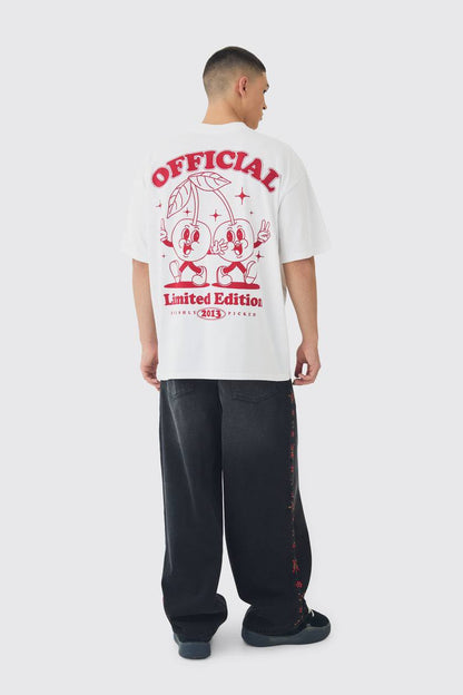 Oversized Heavyweight Cherry Graphic T-Shirt