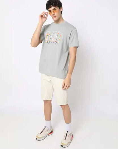Logo Print Cotton Crew Neck T-Shirt