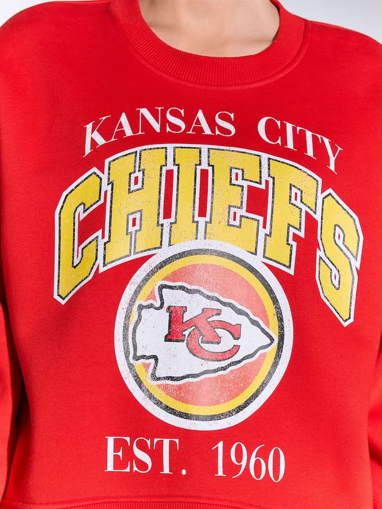 Red NFL American License Kansas City Chiefs Heavy Weight Graphic Slogan