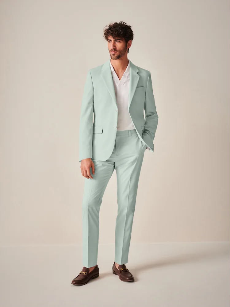 Mint Green Skinny Fit  Motionflex Stretch Suit Trousers