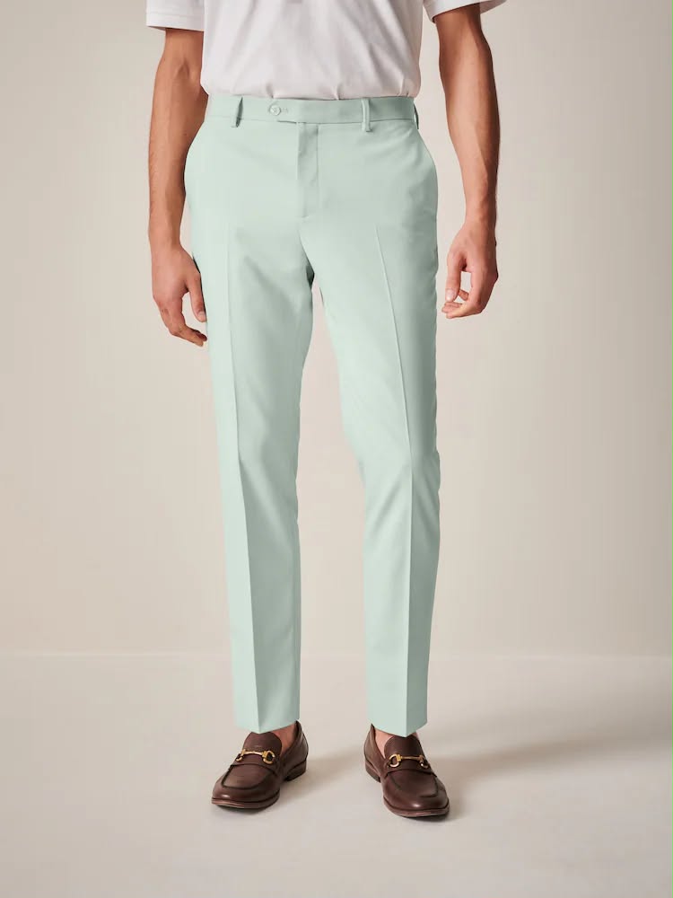 Mint Green Skinny Fit  Motionflex Stretch Suit Trousers