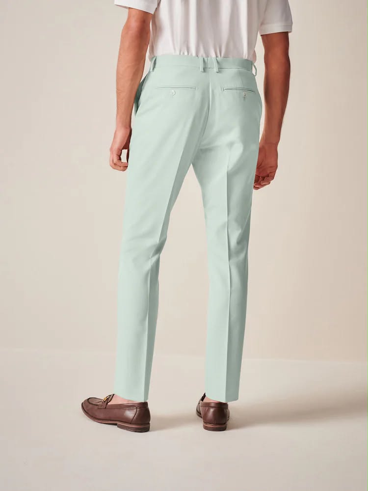 Mint Green Skinny Fit  Motionflex Stretch Suit Trousers