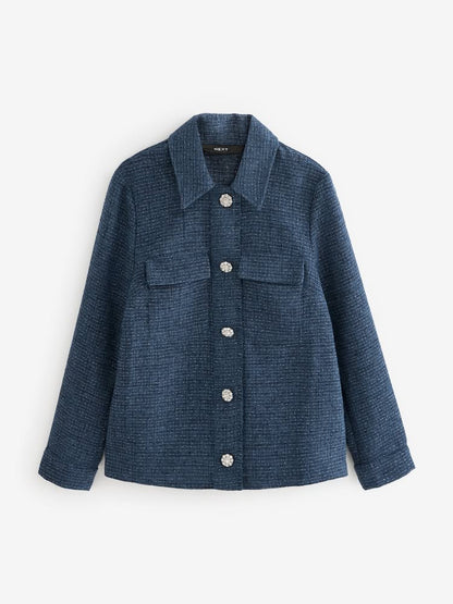 Denim Boucle Button Up Shacket