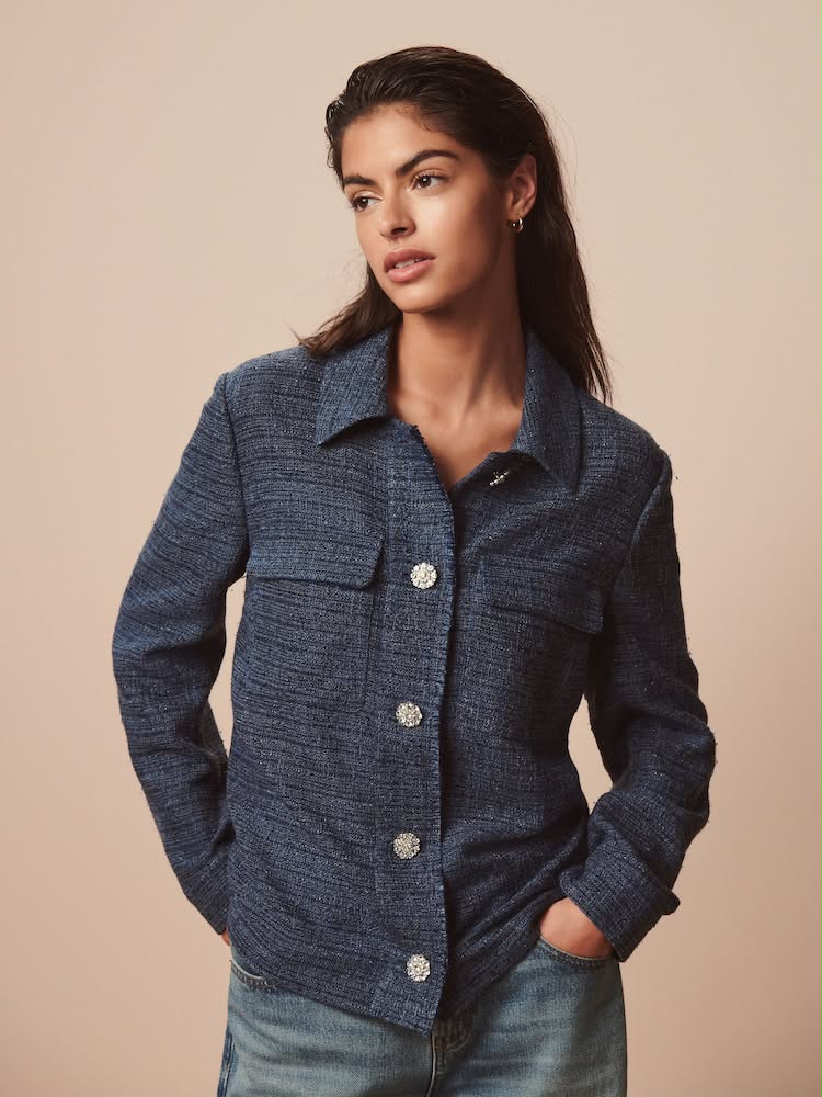 Denim Boucle Button Up Shacket