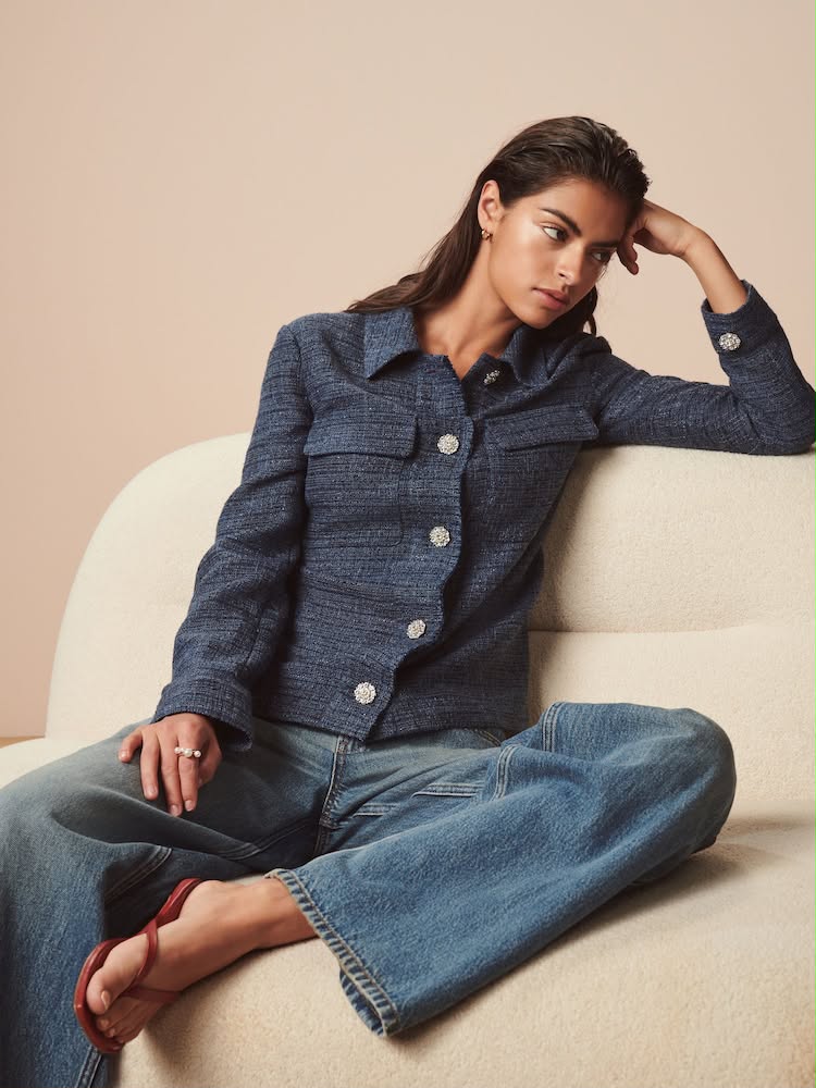 Denim Boucle Button Up Shacket