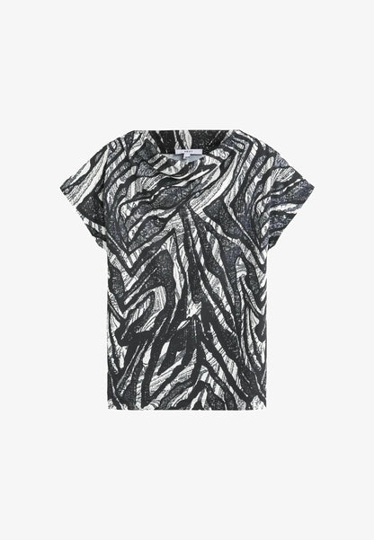 Short Sleeve Cowl Neck Petite Print T-Shirt