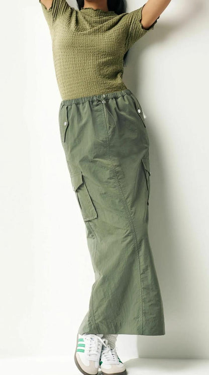 Cargo Maxi Skirt- Green