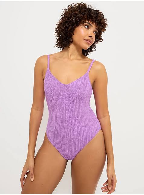 Purple Crinkle Texture Swimsuit