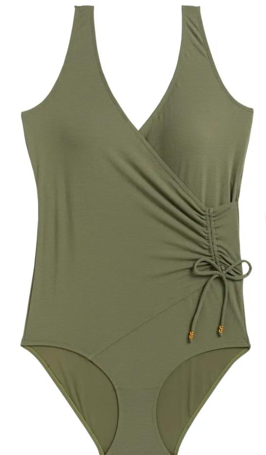 Khaki Ruched One Piece Swimsuit