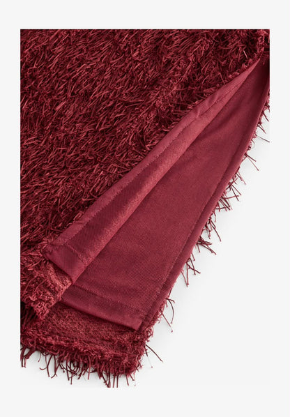 Burgundy Red Fringe Sequin Bandeau Midi Dress