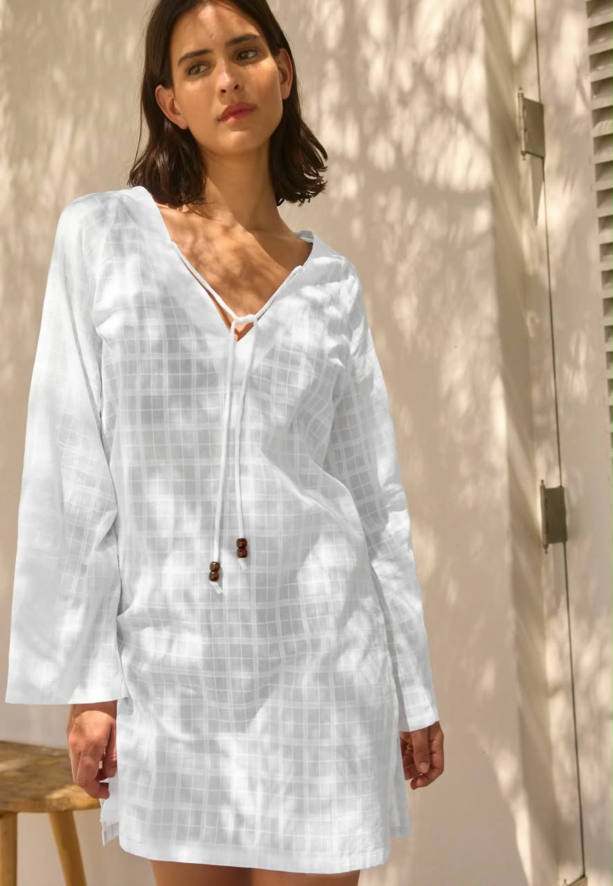 White Cotton Kaftan Cover-Up