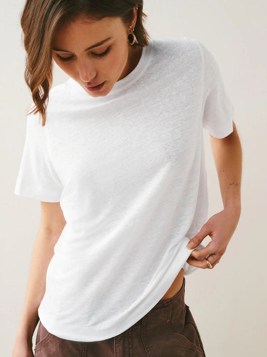 White N. Premium Linen Crew Neck T-Shirt