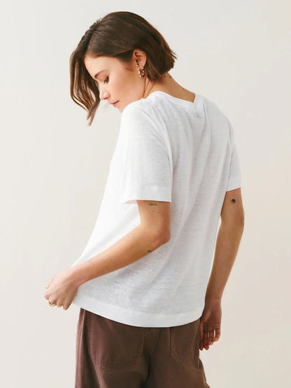White N. Premium Linen Crew Neck T-Shirt