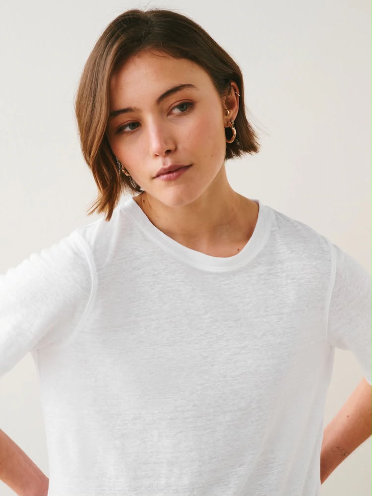 White N. Premium Linen Crew Neck T-Shirt