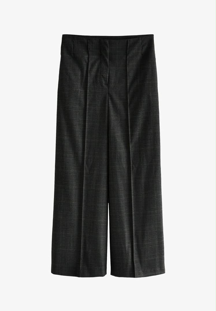 Check Wide Trouser Grey Black