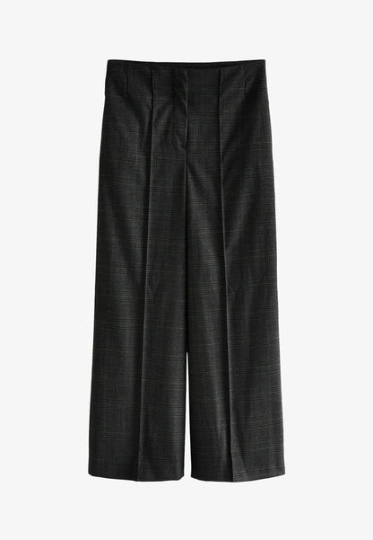 Check Wide Trouser Grey Black