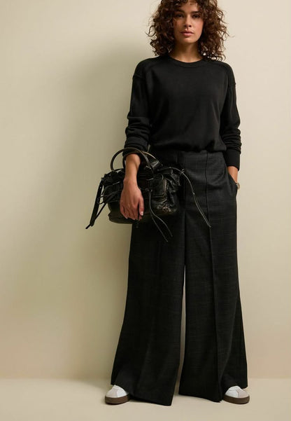 Check Wide Trouser Grey Black