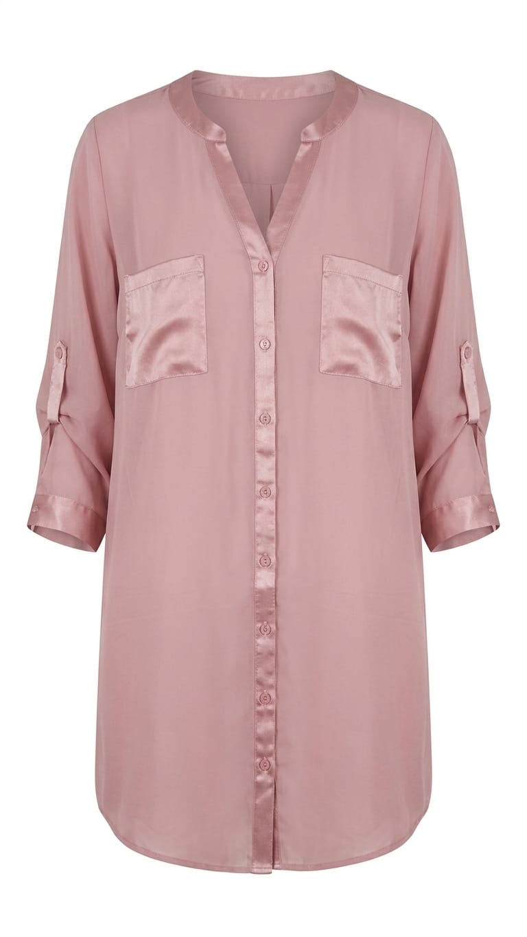 Blush Pink Longline Utility Tunic Blouse