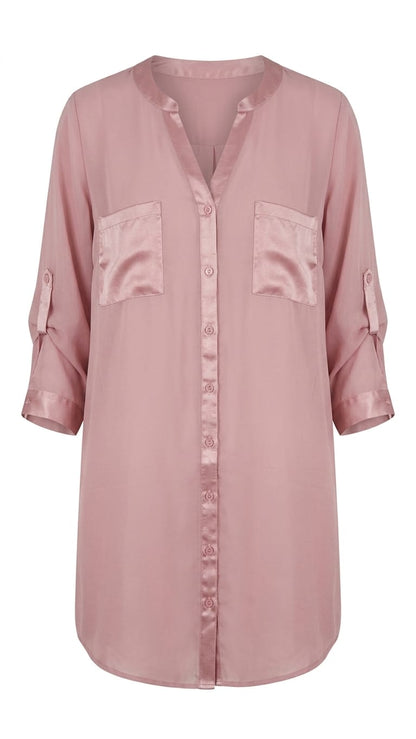 Blush Pink Longline Utility Tunic Blouse