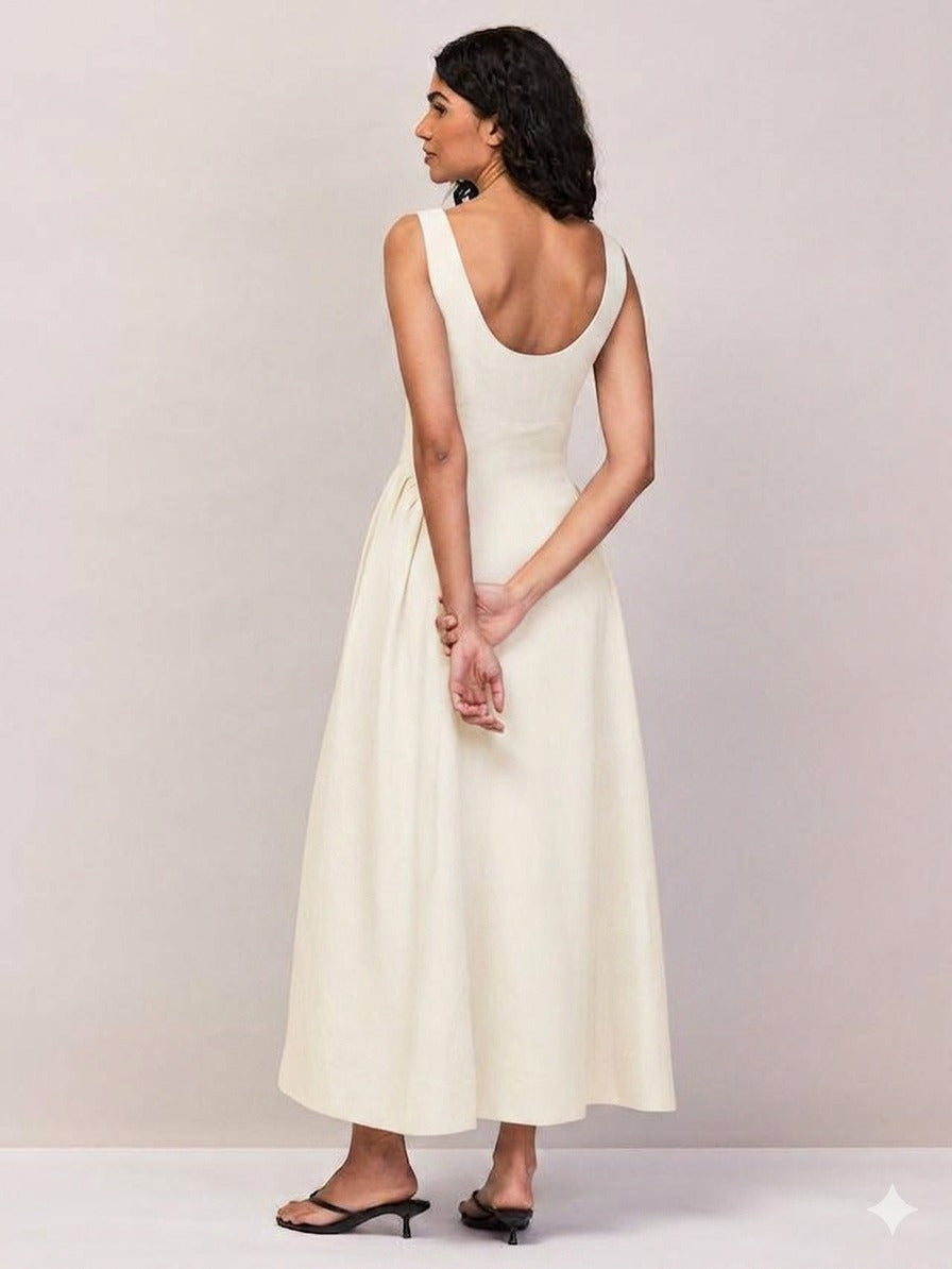 Sleeveless Waist Detail, Dress White