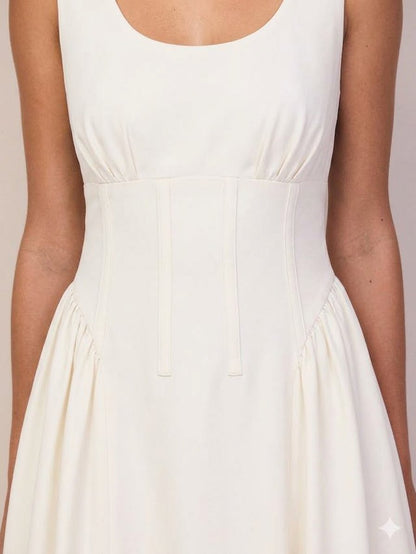 Sleeveless Waist Detail, Dress White