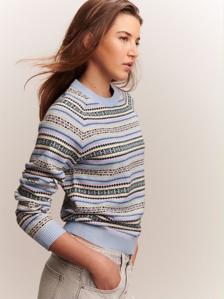 Light Blue Fairisle Supersoft Crew Neck Long sleeves