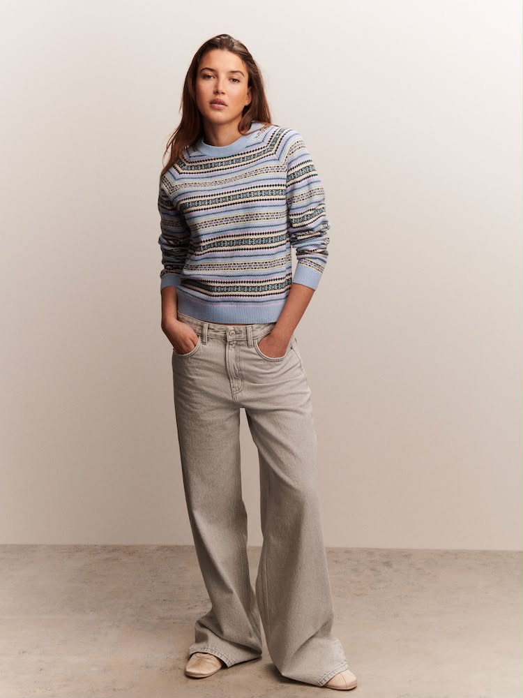 Light Blue Fairisle Supersoft Crew Neck Long sleeves